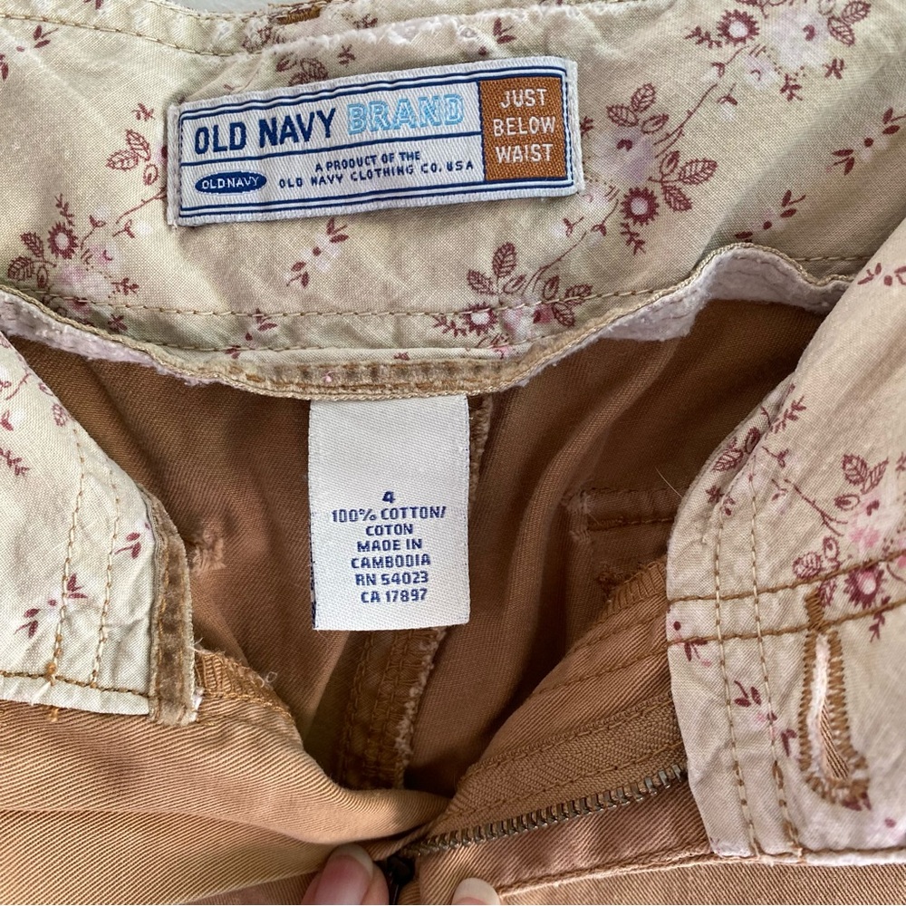 Vintage Y2K Old Navy Tan Pant Side Pockets Flap Back Pockets Velvet Belt Loops4 - Picture 5 of 9